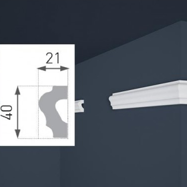 Потолочный плинтус E19 MARBET 40*21*2000мм - фото 2 - id-p182575732