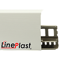 Плинтус ПВХ  с кабель-каналом  LS 001 Белый с тиснением Лайнпласт-85мм