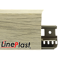 Плинтус ПВХ  с кабель-каналом  LS 004 Аруша светло-серый Лайнпласт-85мм