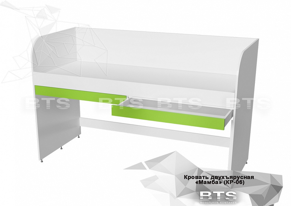 Кровать верхняя КР-06 Мамба (белый /лайм/желтый) фабрика БТС - фото 1 - id-p182583743