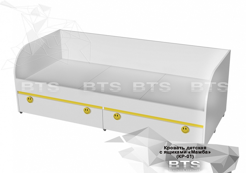 Кровать верхняя КР-06 Мамба (белый /лайм/желтый) фабрика БТС - фото 5 - id-p182583743