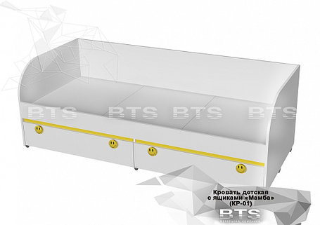 Кровать КР-01 Мамба (белый /лайм/желтый) фабрика БТС, фото 2