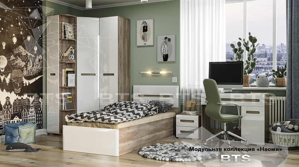Модульная спальня для подростка Наоми (2 варианта цвета) фабрика БТС - фото 2 - id-p182583780