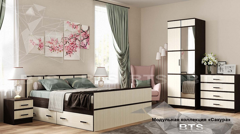 Модульная спальня Сакура 1 (2 варианта цвета) фабрика БТС - фото 3 - id-p182583784