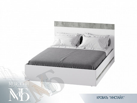 Кровать 160 КР-04  Инстайл с настилом  (метрополиан грей /белый глянец) фабрика БТС, фото 2