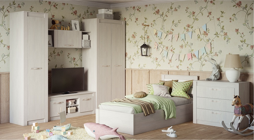 Модульная спальня для подростка Монако (Дуб атланта/дуб брашированный) фабрика БТС - фото 1 - id-p182583987