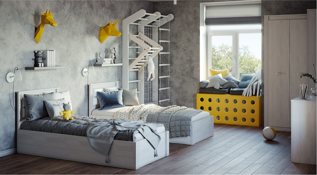 Модульная спальня для подростка Монако (Дуб атланта/дуб брашированный) фабрика БТС - фото 2 - id-p182583987