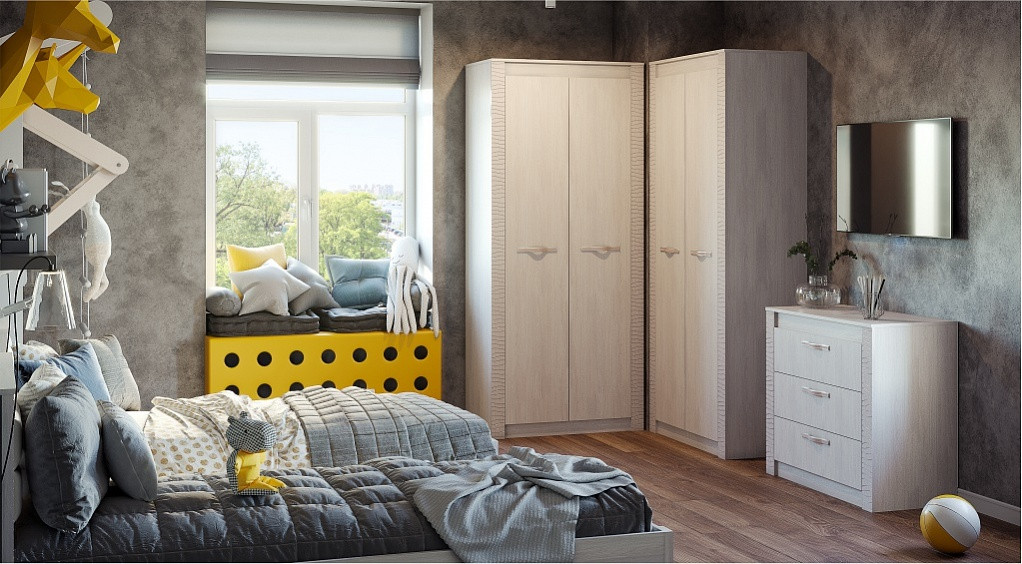 Модульная спальня для подростка Монако (Дуб атланта/дуб брашированный) фабрика БТС - фото 3 - id-p182583987