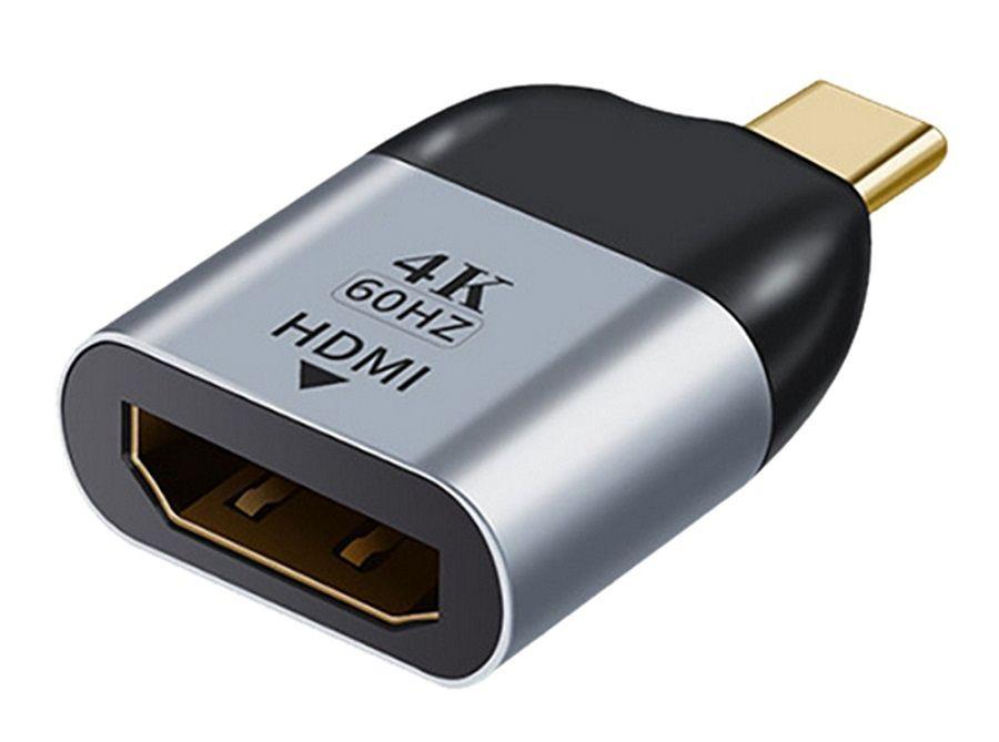 Адаптер - переходник USB3.1 Type-С - HDMI 4K 60Hz mini, серебро 556135