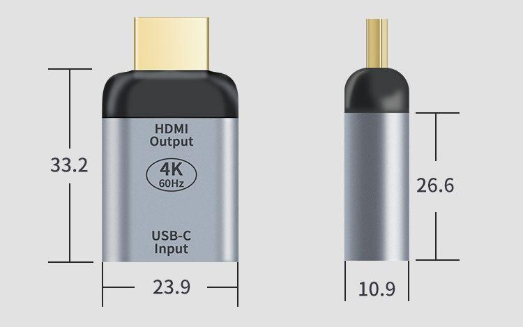 Адаптер - переходник HDMI - USB3.1 Type-С 4K, mini, серый 556147 - фото 3 - id-p182589704