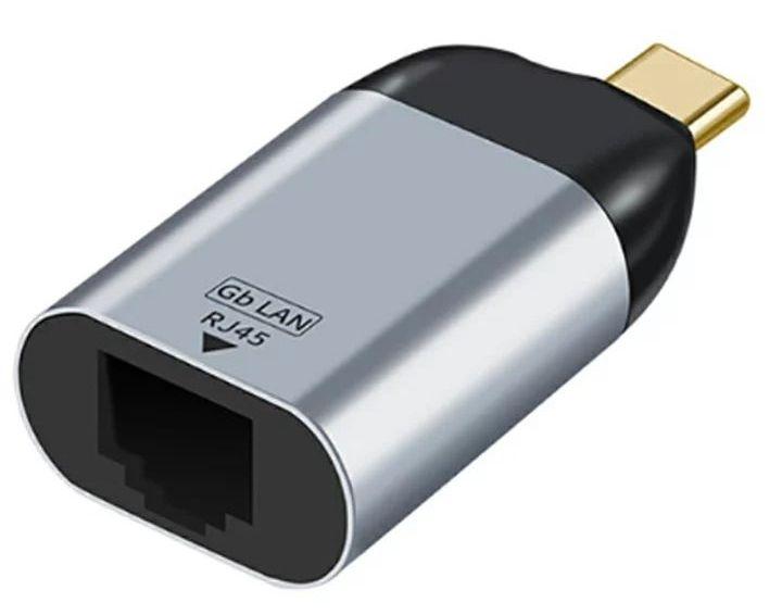 Адаптер - переходник USB3.1 Type-С - RJ45, mini, серебро 556140