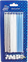 Свечи Голубой микс, металлик, 14,5 см, 12 шт (арт.708019)