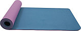 Коврик для йоги и фитнеса 183*61*0,6 TPE двухслойный фиолетовый/голубой, фото 4