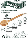 Щётка для сухого массажа из бамбука с щетиной кабана с ручкой 39 см, фото 3