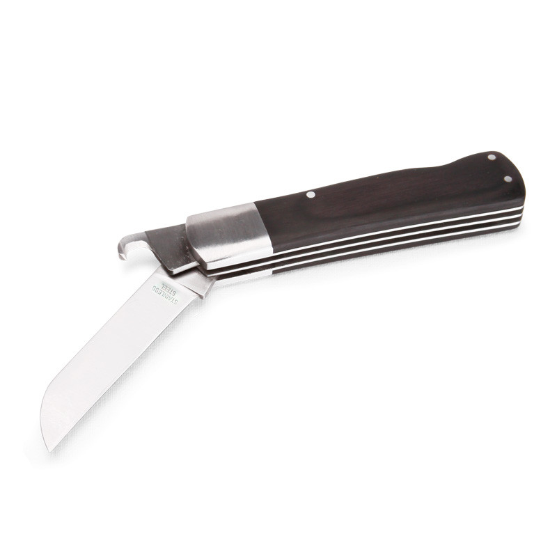 НМ-09: Нож монтерский большой складной с прямым лезвием и лезвием для разделки оболочки кабеля