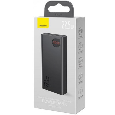 Внешний аккумулятор Baseus Adaman Metal 20000 mAh PD 22.5W USB-C 2 x USB-A QC 3.0 Lightning (PPAD000101) - фото 4 - id-p182678389