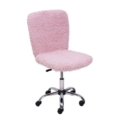 Кресло поворотное FLUFFY, искусственный мех, нежно-розовый