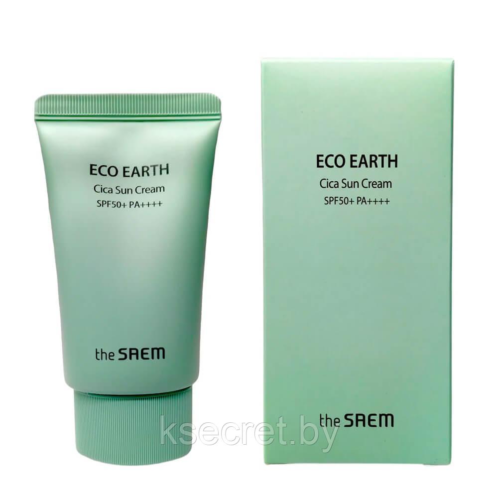 Солнцезащитный крем для чувствительной кожи The Saem Eco Earth Cica Sun Cream SPF 50+ PA++++ - фото 1 - id-p182729492