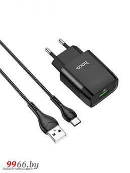 Зарядное устройство Hoco C72Q USB + Cable USB Type-C Black 6931474732545