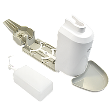 Локтевой дозатор PUFF-8193 для жидкого мыла и антисептиков (спрей/капля) с каплесборником (1000мл) настольный, фото 3