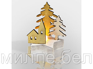 Деревянная фигурка с подсветкой "Домик в лесу" 9*8*10 см (Применяется для эксплуатации в помещении. Класс