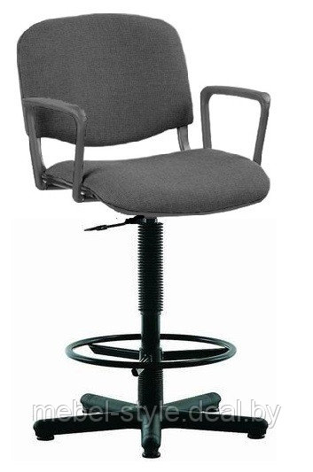 Кресло ИСО ринг база с подлокотниками для ресепшн и администраторов, стул ISO R/B в кож/заме на стопках. V