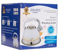 Чайник металлический со свистком 3л Zigen ZG-551, фото 4