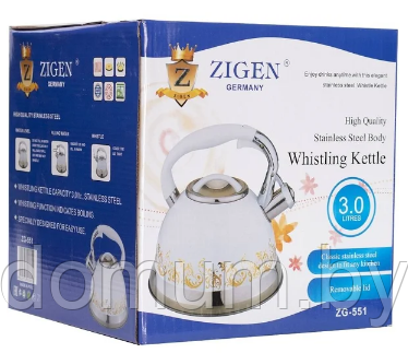 Чайник металлический со свистком 3л Zigen ZG-551 - фото 4 - id-p182761983