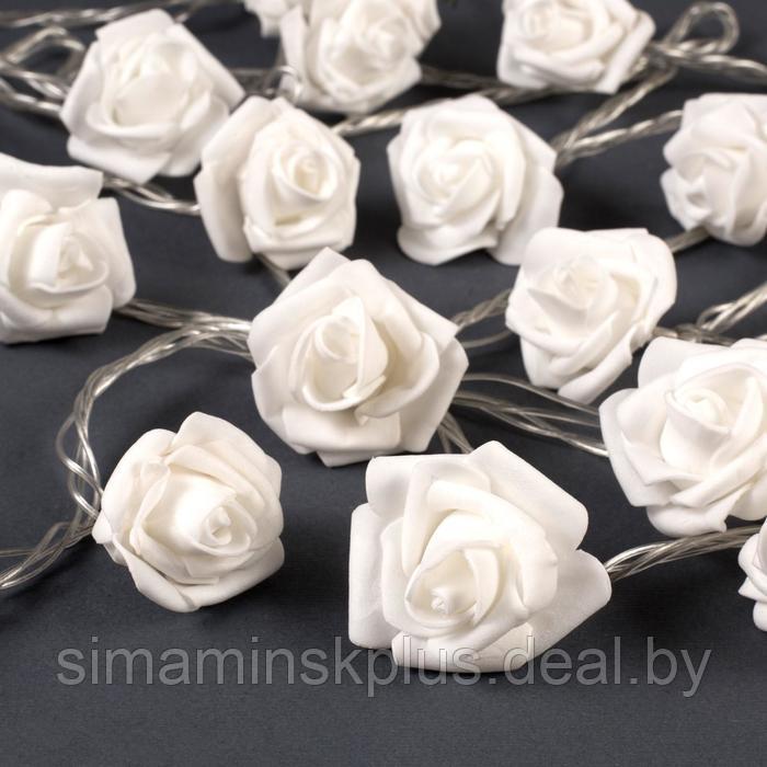 Гирлянда «Нить» 5 м с насадками «Розы белые», IP20, прозрачная нить, 20 LED, свечение тёплое белое, 220 В - фото 2 - id-p182814599
