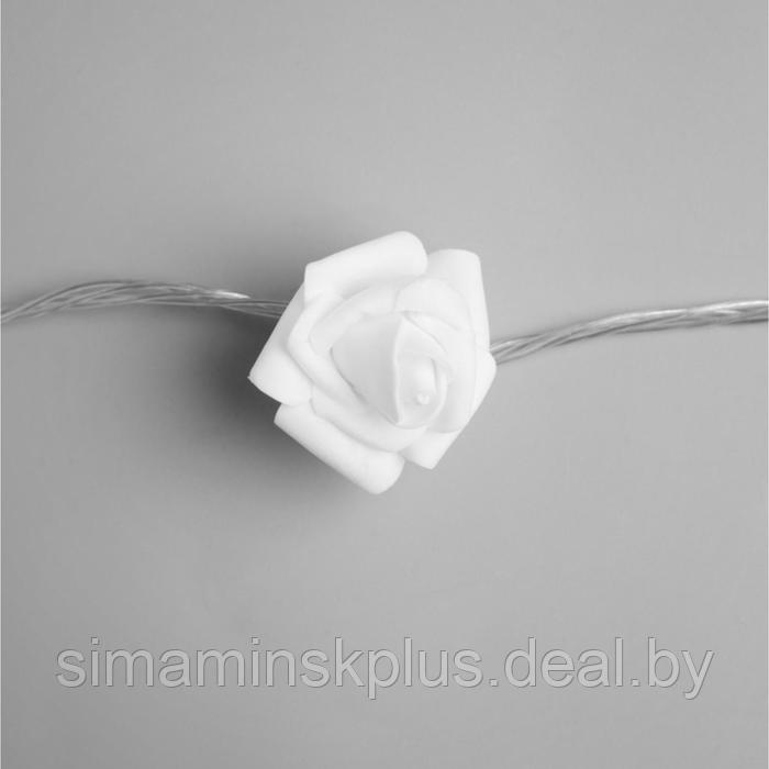 Гирлянда «Нить» 5 м с насадками «Розы белые», IP20, прозрачная нить, 20 LED, свечение тёплое белое, 220 В - фото 5 - id-p182814599
