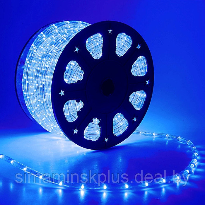 Световой шнур Luazon Lighting 11 мм, IP65, 100 м, 24 LED/м, 220 В, 2W, постоянное свечение, свечение синее