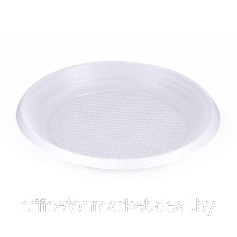 Тарелка пластиковая, 20,5 см, 100 шт, эконом, белый - фото 1 - id-p137125232