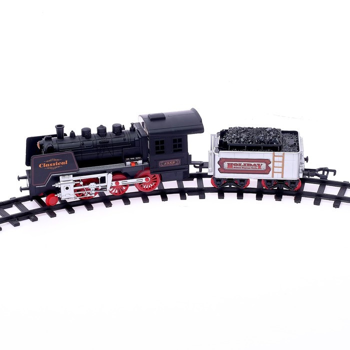 Железная дорога «Классический паровоз», 18 деталей, световые и звуковые эффекты, с дымом, работает от - фото 2 - id-p182832417