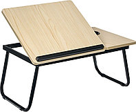 Стол складной с подъёмной крышкой и подстаканником «ВИТА», 55x32x25см, мдф, металл, св.дерево, черный (Tables