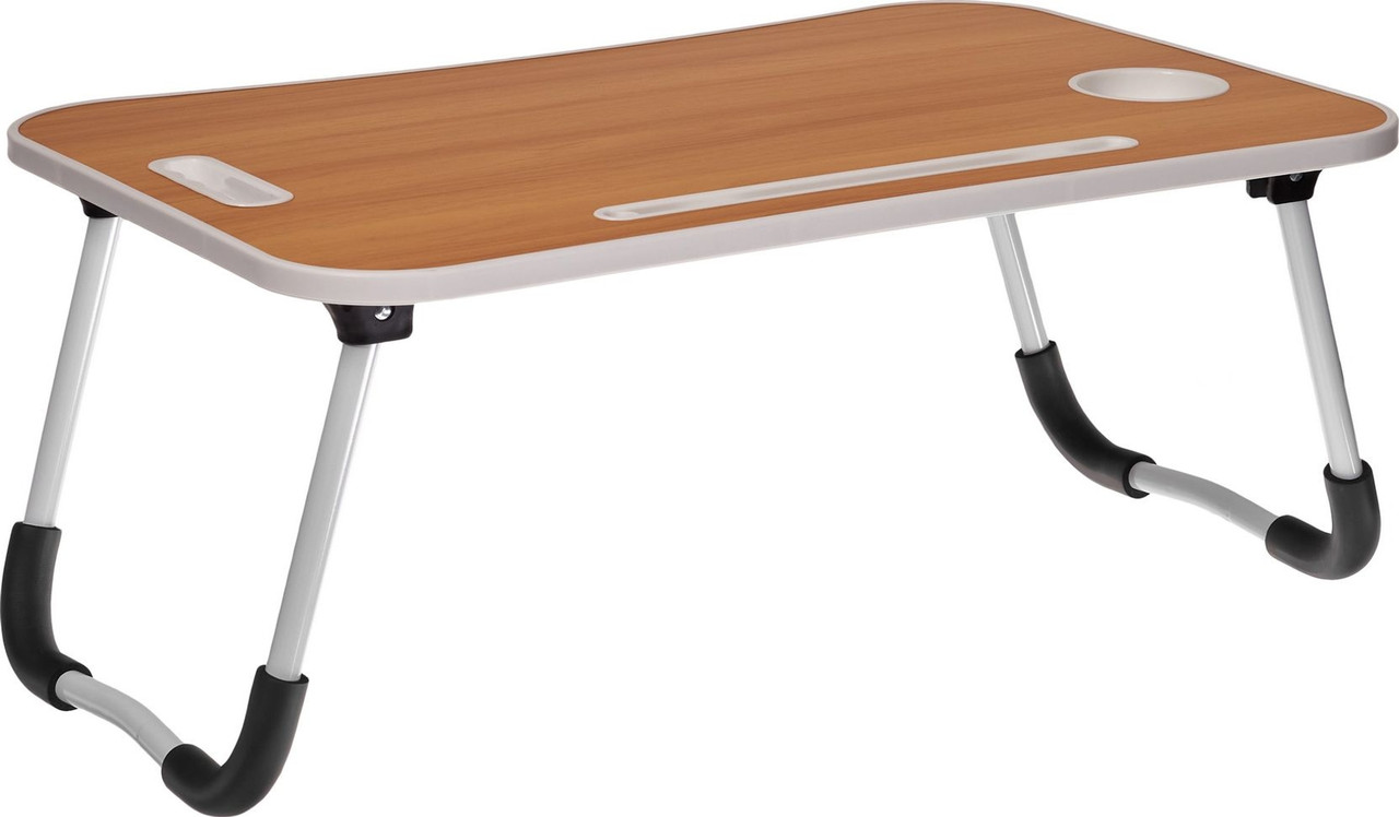 Стол складной с подстаканником «ЛАЙТ», 59,5x39,5x26,4см, мдф, металл, св. дерево, белый (Fodable Table) - фото 2 - id-p182428163