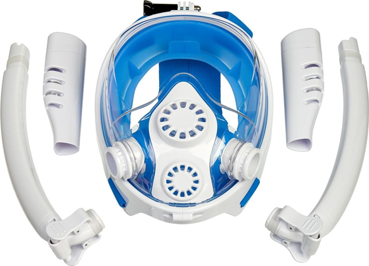 Полнолицевая маска для снорклинга с двумя трубками, S,M (fullface snork mask FM05) - фото 3 - id-p182428296