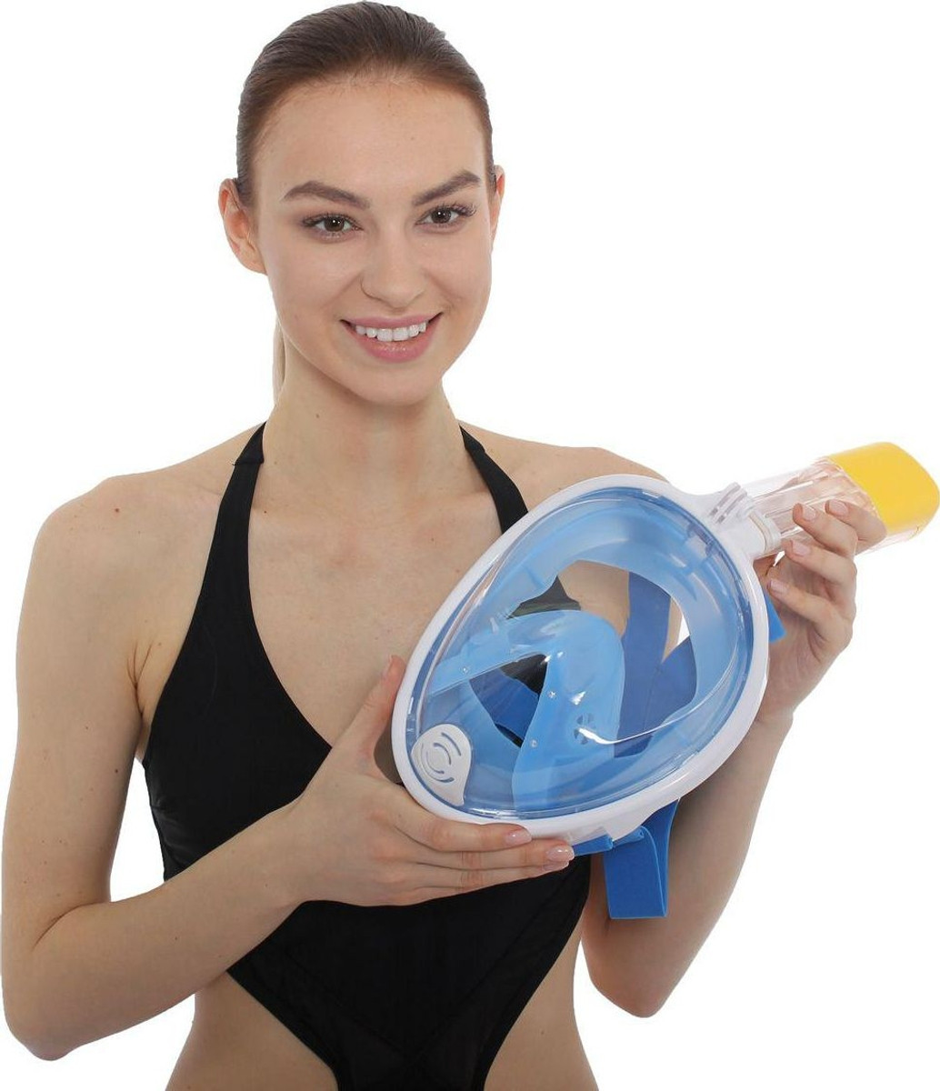 Маска для плавания и снорклинга с креплением для экшн-камеры, голубая, L,XL (Mask for snorkeling) - фото 3 - id-p182428531
