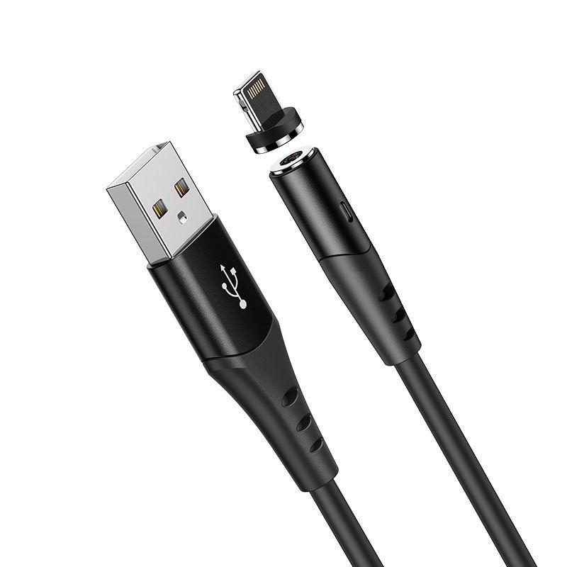 USB кабель Hoco X60 Honorific Lightning 8-pin, 1 метр, магнитный, силикон, черный