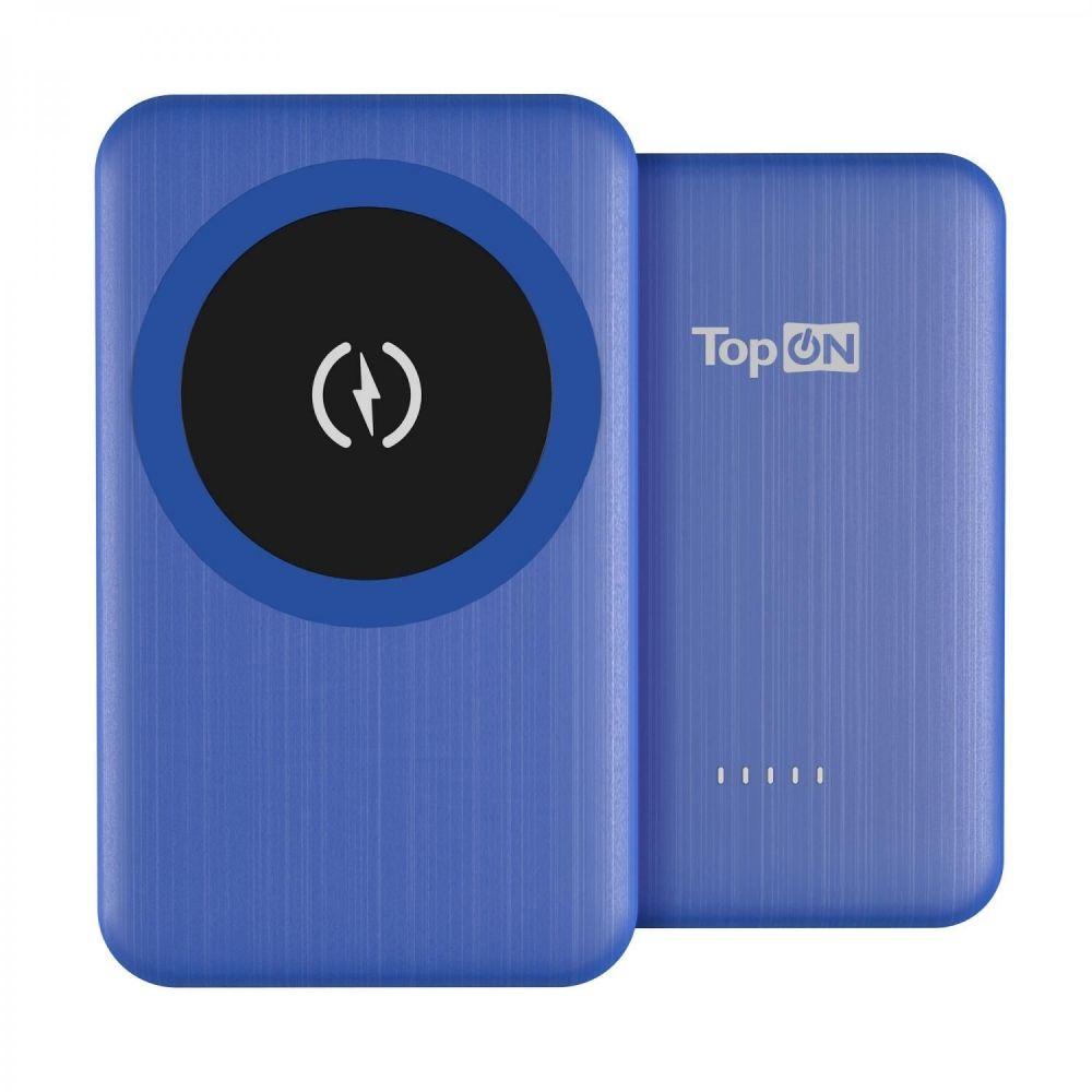 Внешний аккумулятор TopON TOP-M5 5000mAh магнитная беспроводная зарядка MagSafe Qi 15W, PD 20W Синий