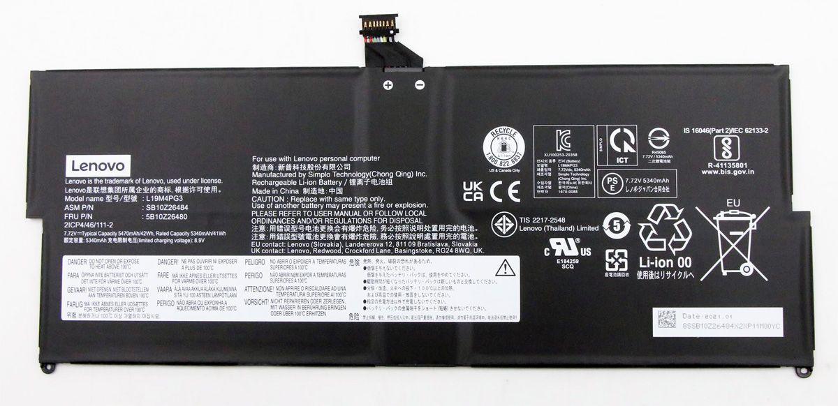 Аккумулятор (батарея) для ноутбука Lenovo ThinkPad X12 (L19M4PG3) 7.72V 42Wh