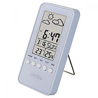 Часы-метеостанция Perfeo "Window", белый (PF-S002А)  время, температура, влажность, дата, будильник (PF_A4862)