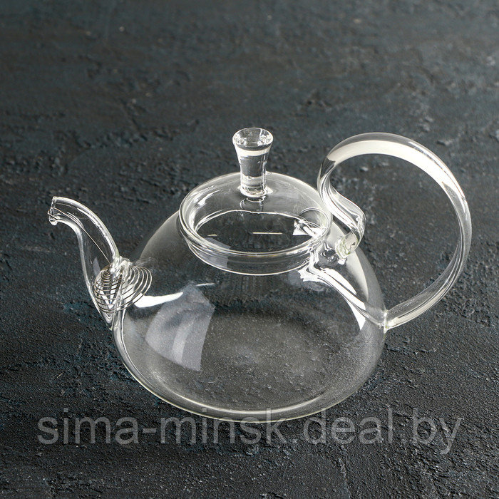Чайник стеклянный заварочный с металлическим ситом Доляна «Элегия», 600 мл, 19×13×12,5 см - фото 1 - id-p182959321