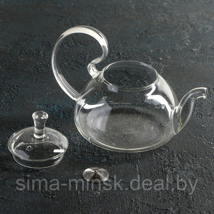 Чайник стеклянный заварочный с металлическим ситом Доляна «Элегия», 600 мл, 19×13×12,5 см - фото 2 - id-p182959321