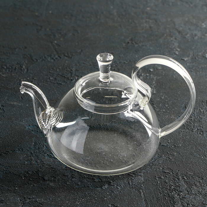 Чайник стеклянный заварочный с металлическим ситом Доляна «Элегия», 600 мл, 19×13×12,5 см - фото 1 - id-p182962577