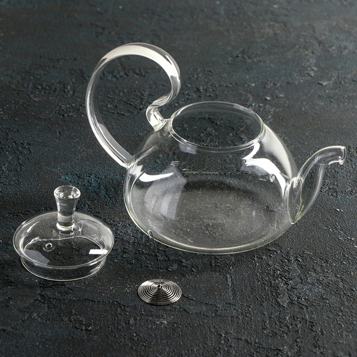 Чайник стеклянный заварочный с металлическим ситом Доляна «Элегия», 600 мл, 19×13×12,5 см - фото 2 - id-p182962577