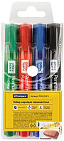 Набор маркеров перманентных OfficeSpace 8004А, 3 мм., 4 цвета, чехол с европодвесом, арт.265774