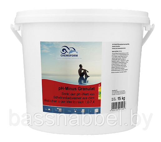 Химия для бассейна CHEMOFORM pH-минус 15 кг, гранулы для снижения уровня pH в бассейне, Германия