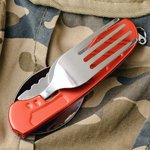 Мультитул 4 в 1. Нож, вилка, ложка, открывашка. Красный - фото 2 - id-p183057215