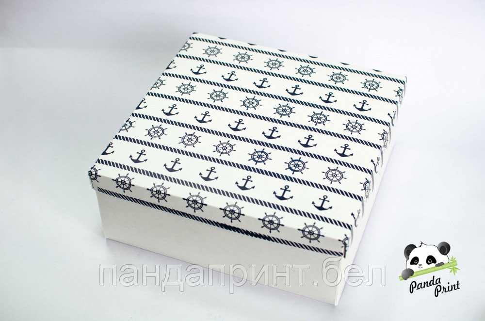 Коробка 260х255х100 Якорь на белом (белое дно)