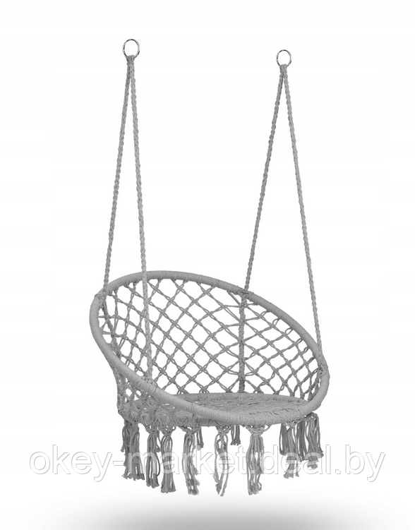 Кресло качели гамак подвесные серые Boho 150 кг